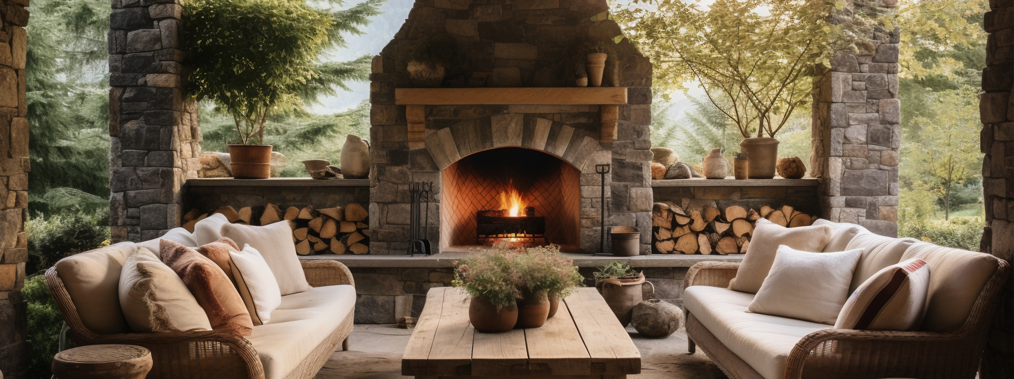 Outdoor Fireplace Kitchen